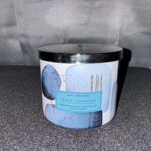 Bath & Body Works Blue and Silver Black Teakwood Candle